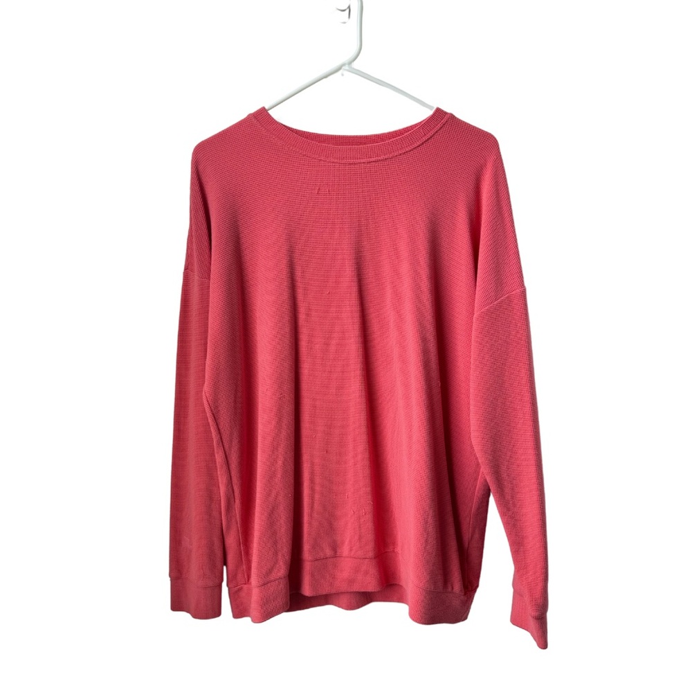 Jo+Jax Thermal Oversized Coral Red/Peach Waffle Knit Pullover Size Small Adult